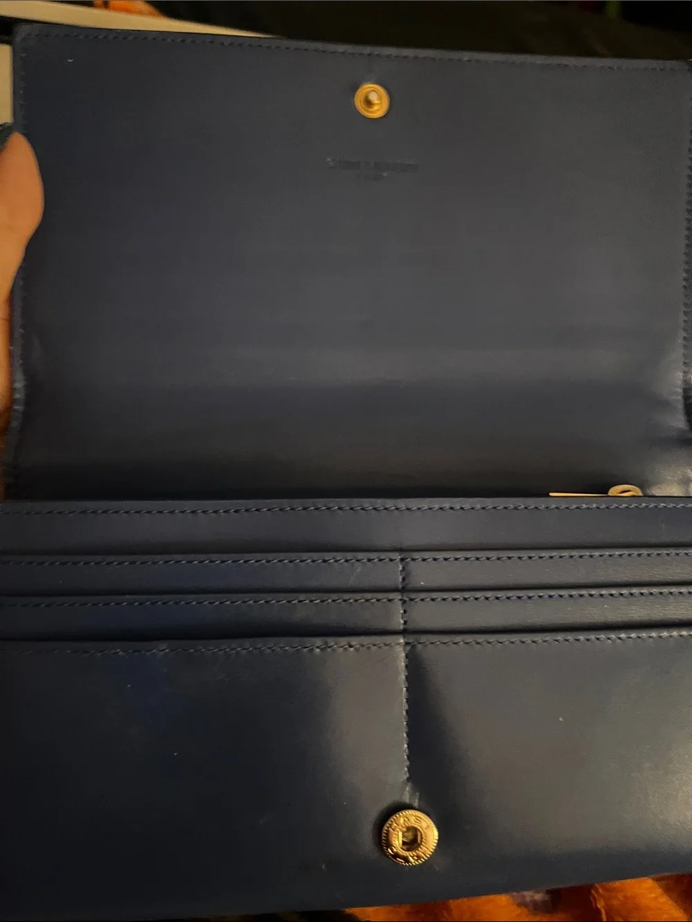 Saint Laurent Navy Blue Leather Zip Wallet - Picture 10 of 12